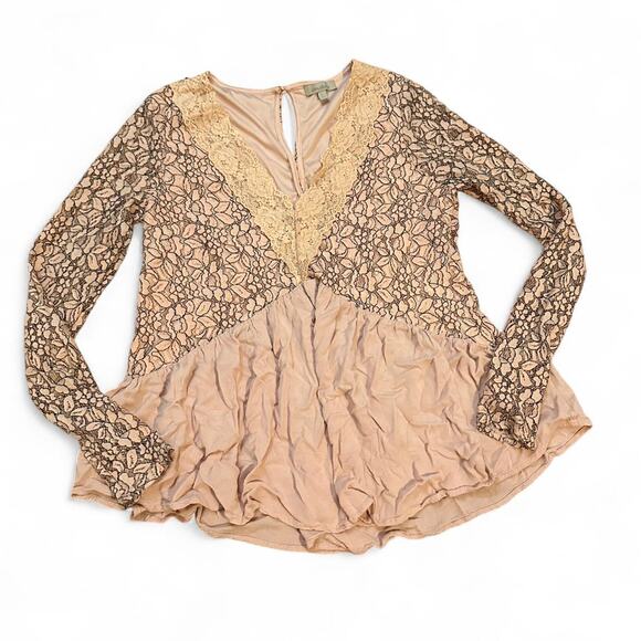 Ballet pink lace babydoll Blouse - Picture 1 of 8